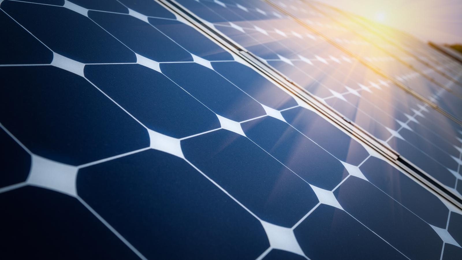 Solar Panel with Sun Shining Solar Panel with Sun Shining